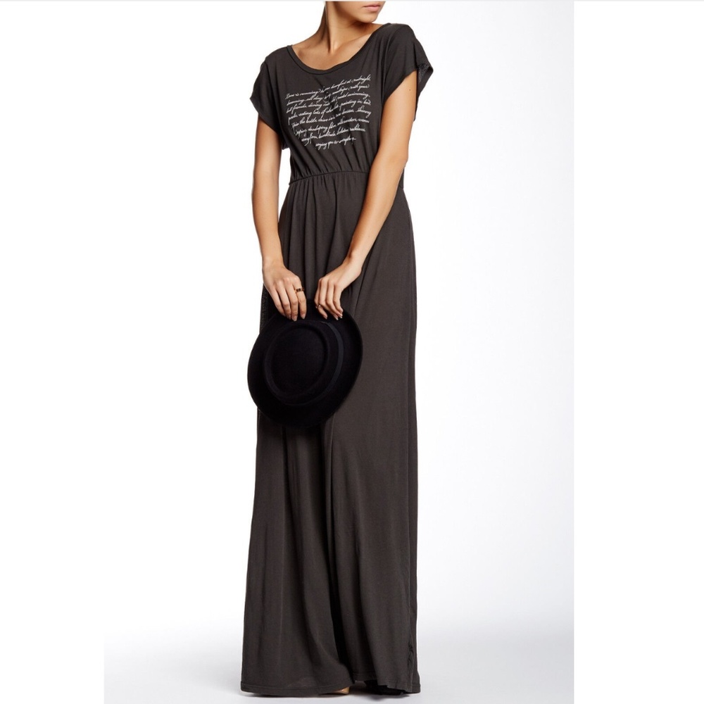 NWT! $165 Wildfox This is Love Piper Maxi Long Dress Dirty Black [SZ Small‎ ]